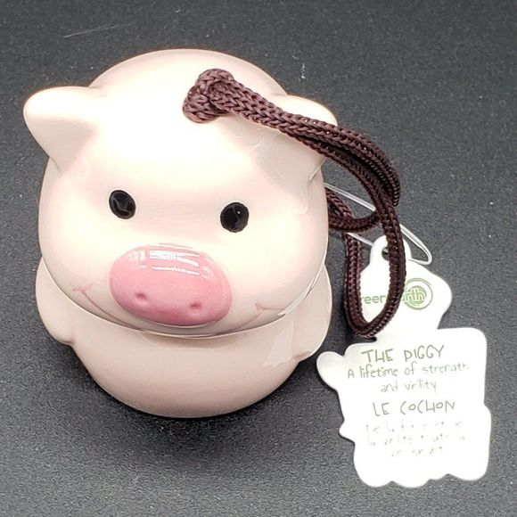 Green Earth Baby Bells Decorative Porcelain Pink Pig Hanging Bell Figurine (#2) - Picture 8 of 12